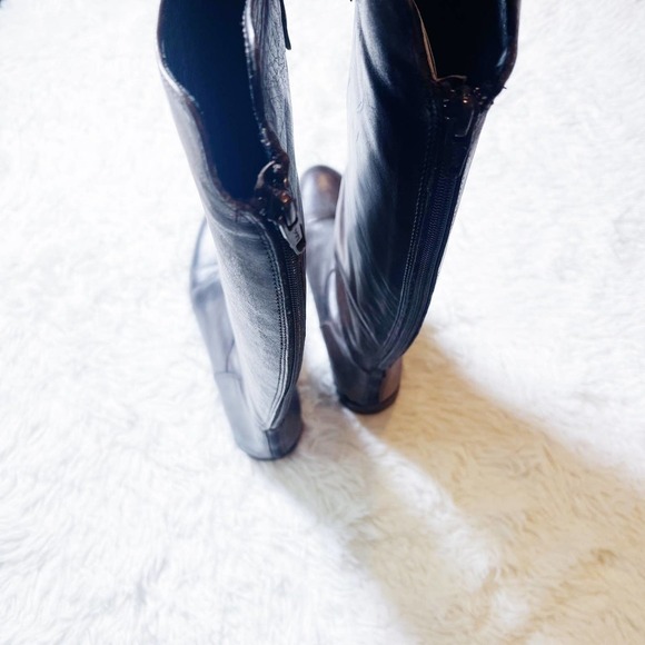 Barney's Chocolate Brown Knee High Riding Boot Brass Details SZ36 - Picture 8 of 9